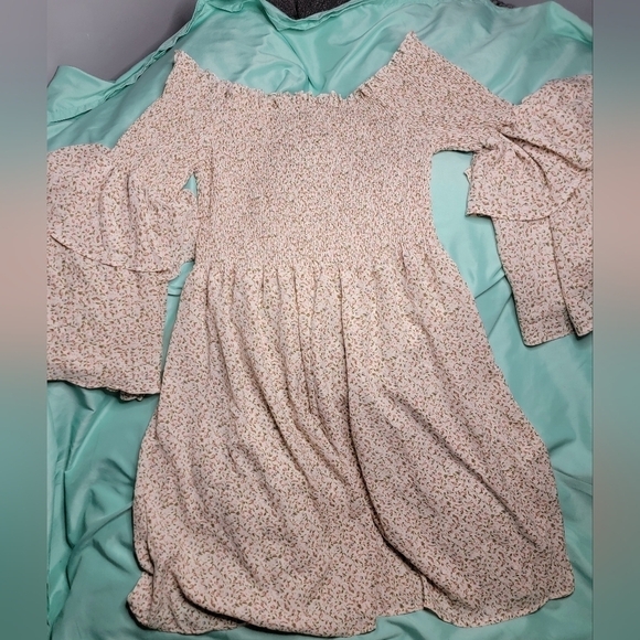 Womens Shein Ditsy Floral Shirred Bodice Bardot Dress   - Picture 4 of 5